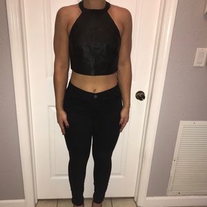 Leather crop top